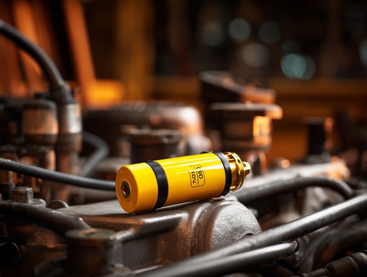 Filtr paliwa Caterpillar zamontowany przy silniku Common Rail koparki budowlanej